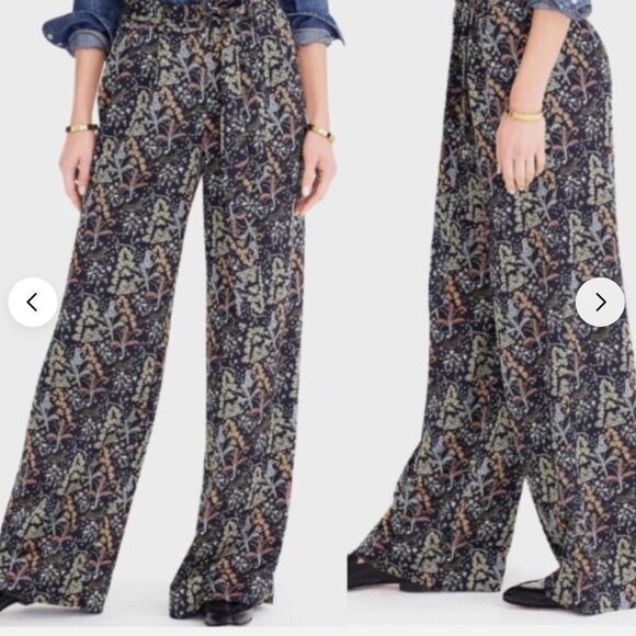 J. Crew Point Sure Jungle Print Crepe Wide Leg Pant size 6 - Picture 2 of 12